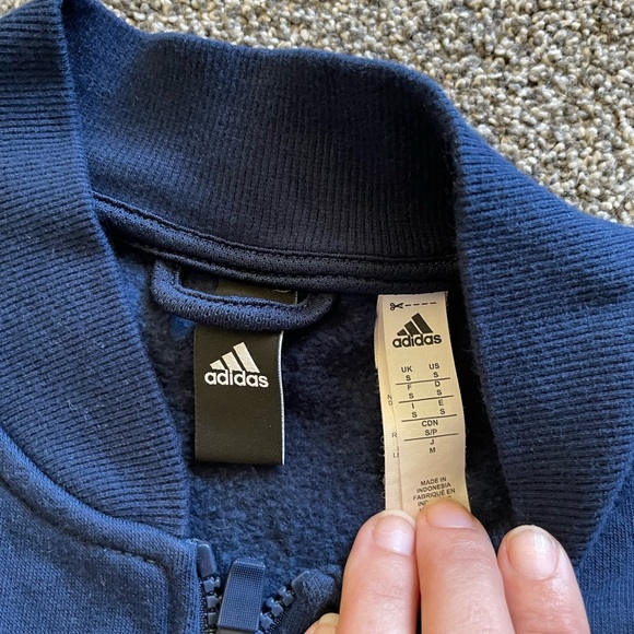 Adidas Crew Neck Two Tone Zip Up Sweatshirt - Picture 5 of 5